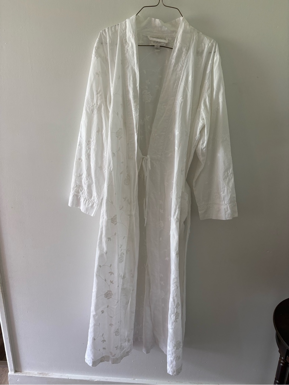 Sheer White Embroidered Long lingerie Robe - Women Intimates & Sleepwear